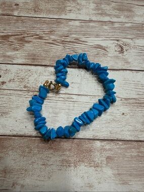 Blue Chip Stone Beaded Bracelet - Unbranded